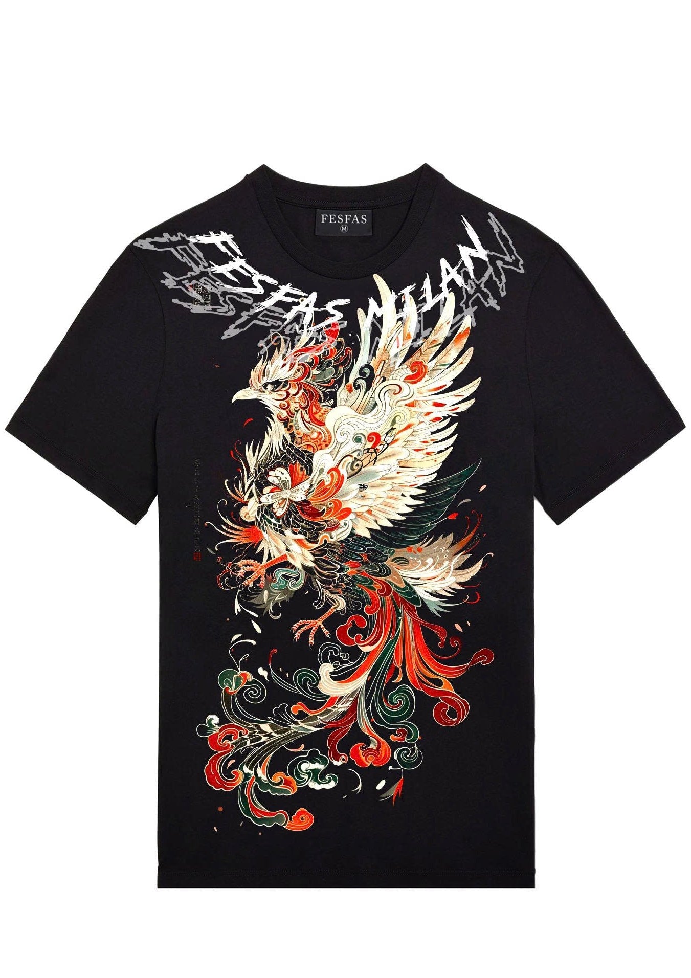 FesFas flame phoenix-print T-shirt | Black