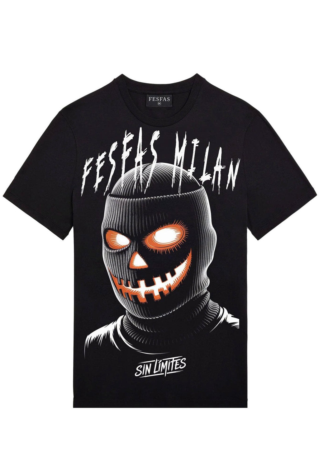 FesFas pumpkin mask-print T-shirt | Black