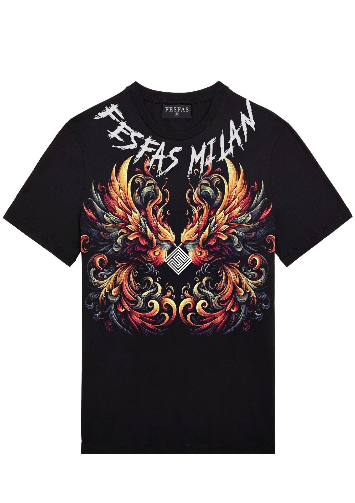FesFas flame phoenix-print T-shirt | Black | Men