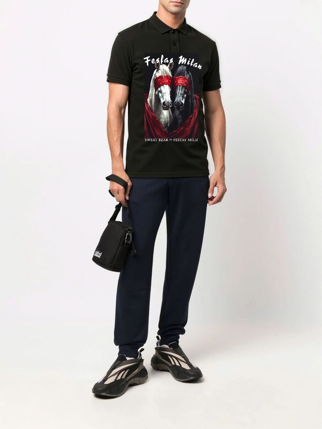 FesFas horses-print Polo Shirt | Black