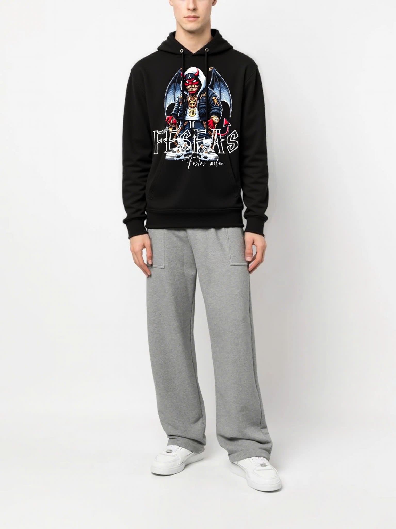 FesFas monster-print Hoodie | Black | Unisex