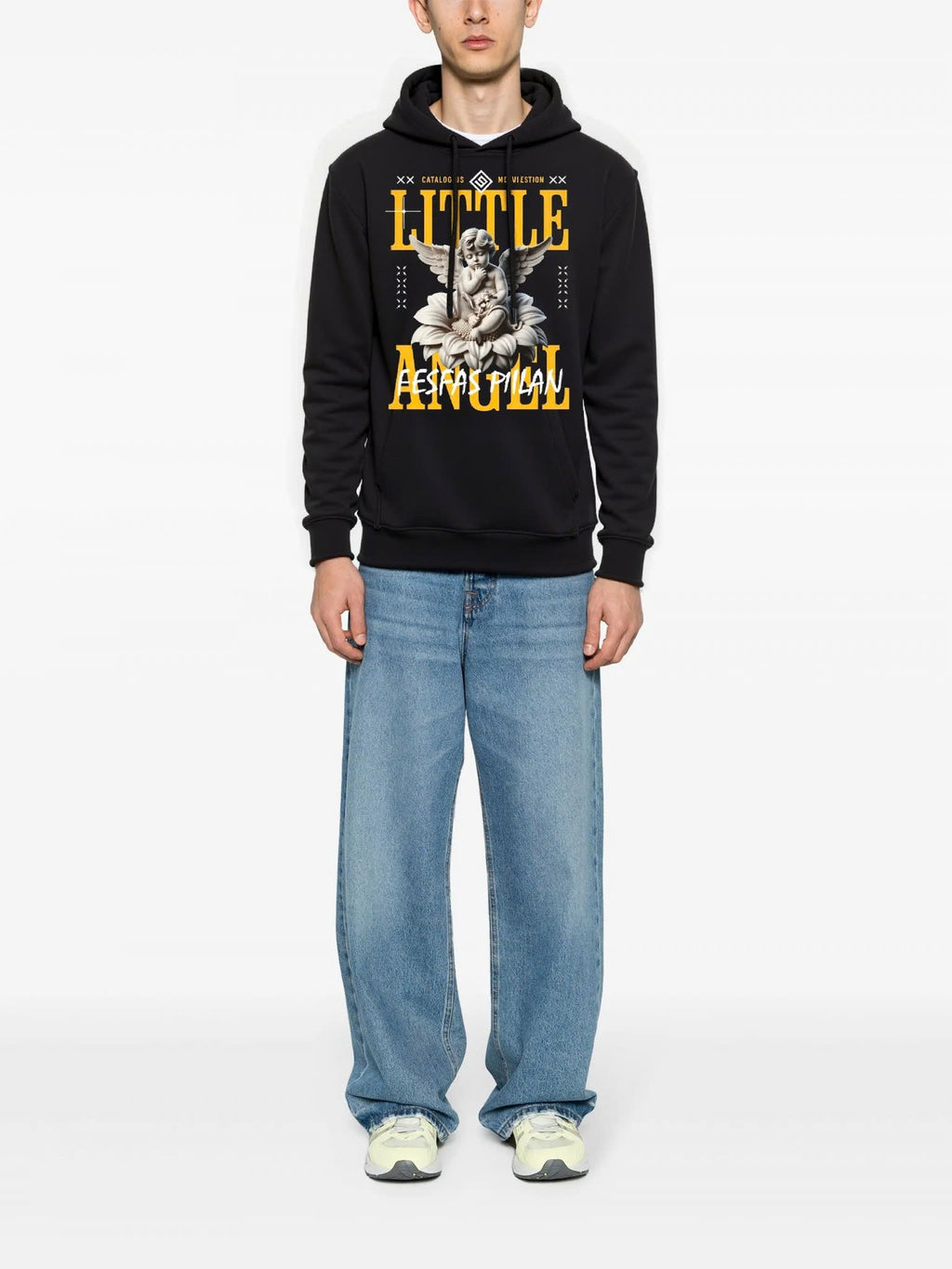 FesFas Angel-print Hoodie | Black