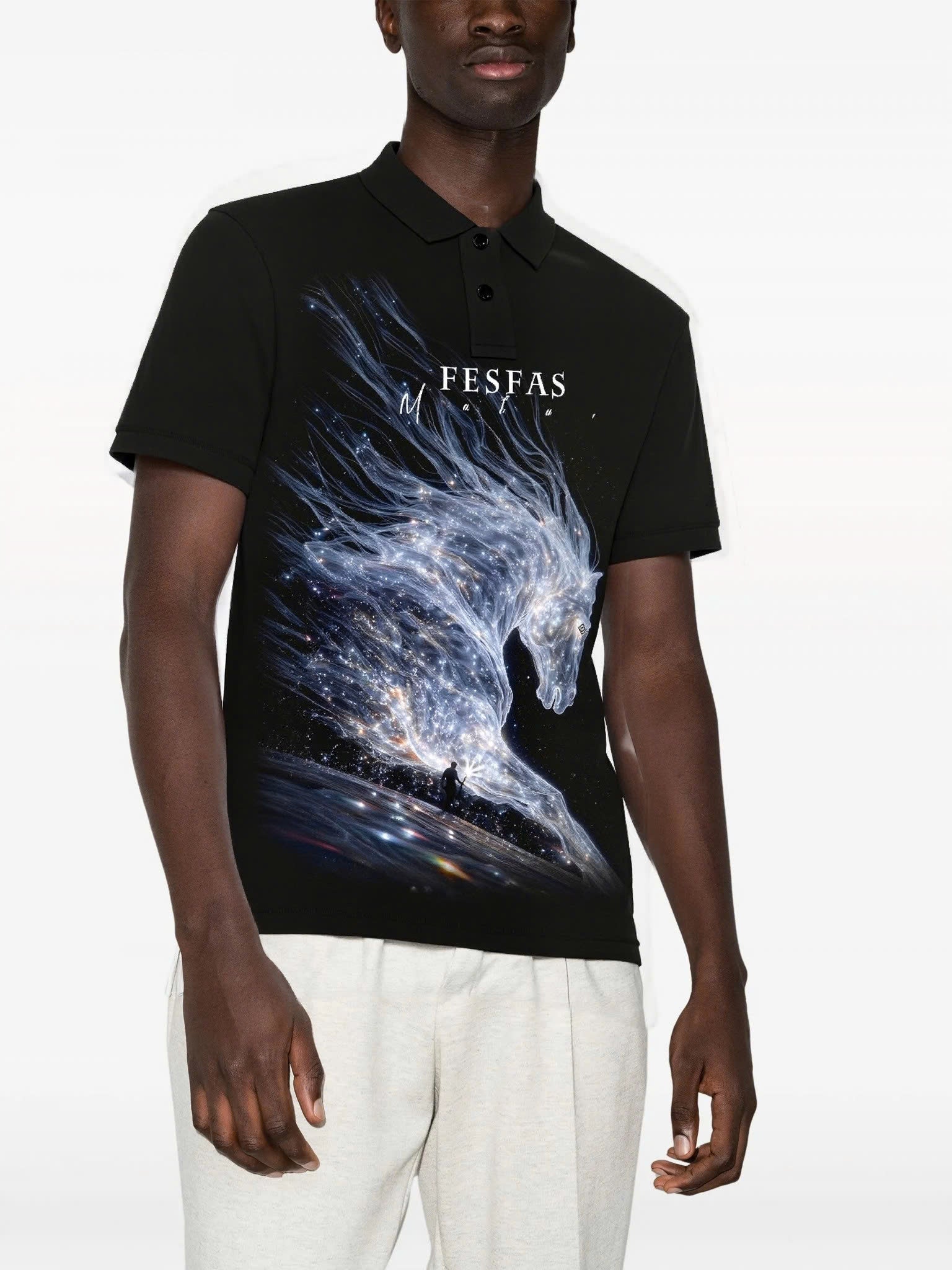 FesFas light horse-print Polo Shirt | Black