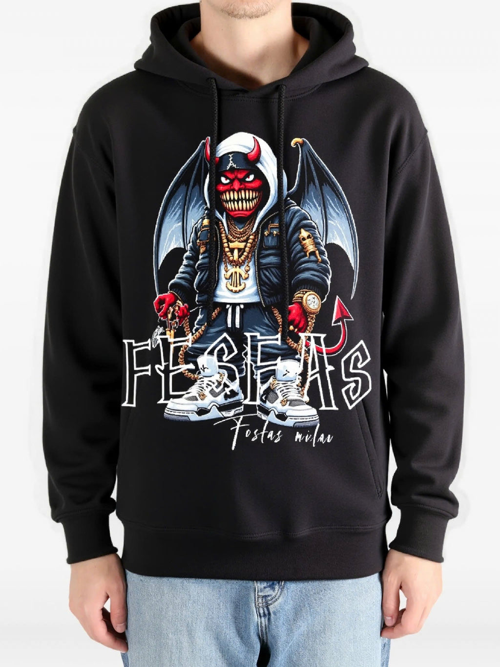 FesFas monster-print Hoodie | Black | Unisex
