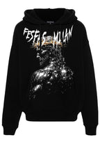 FesFas god-print Hoodie | Black