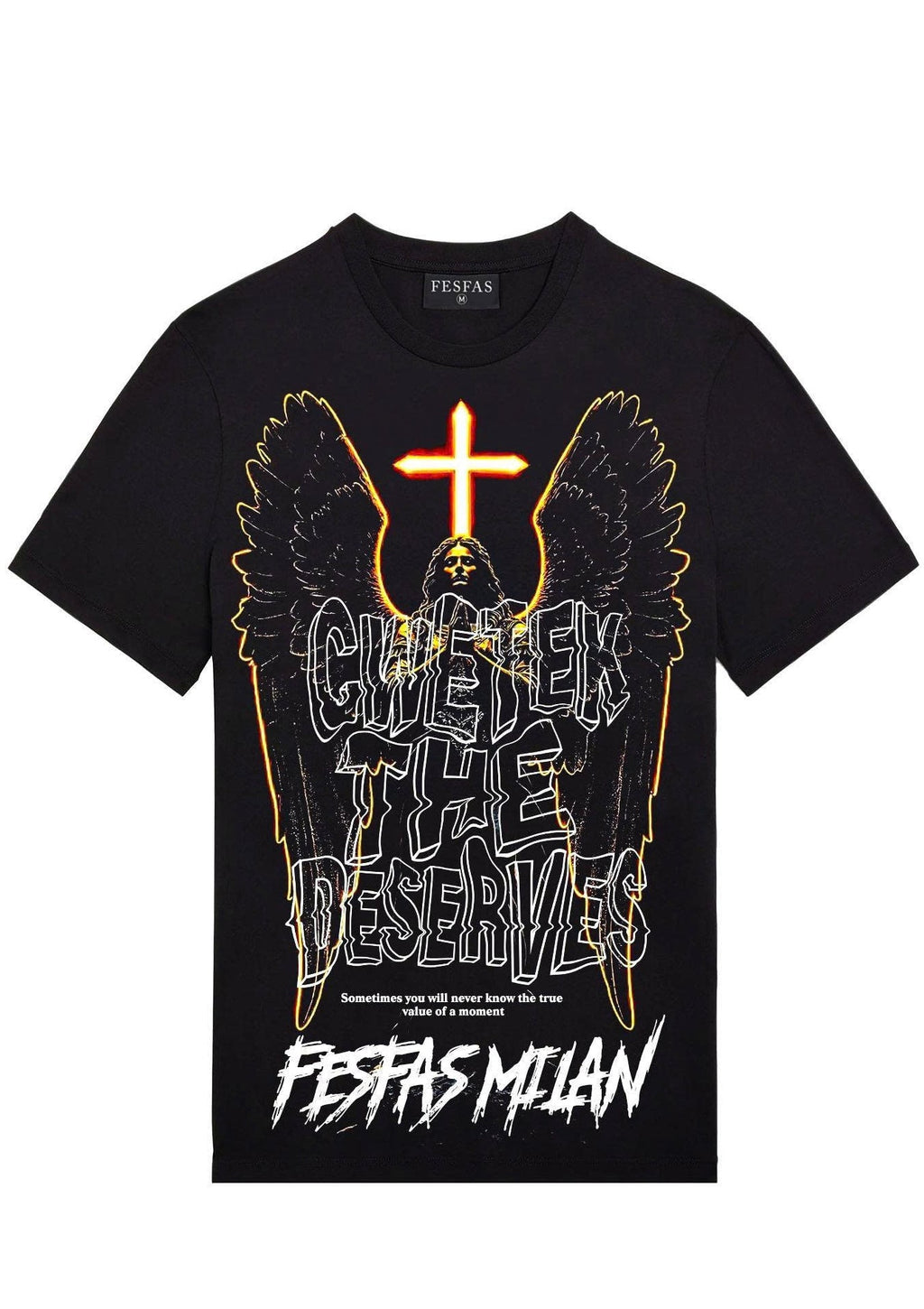 FesFas angel-print T-shirt | Black