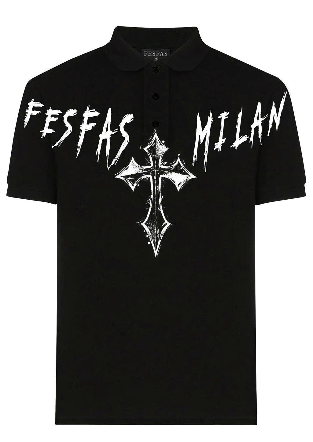 FesFas cross-print Polo Shirt | Black