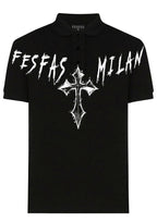 FesFas cross-print Polo Shirt | Black