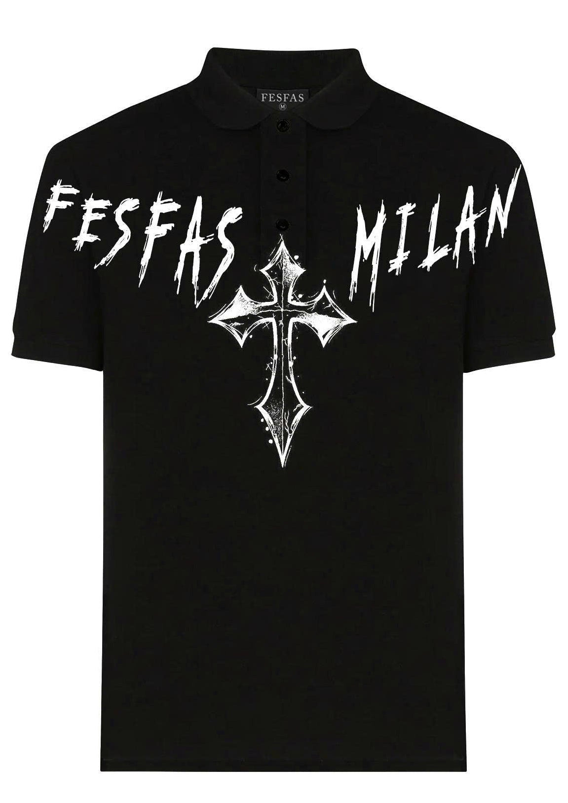 FesFas cross-print Polo Shirt | Black
