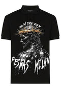 FesFas god-print Polo Shirt | Black