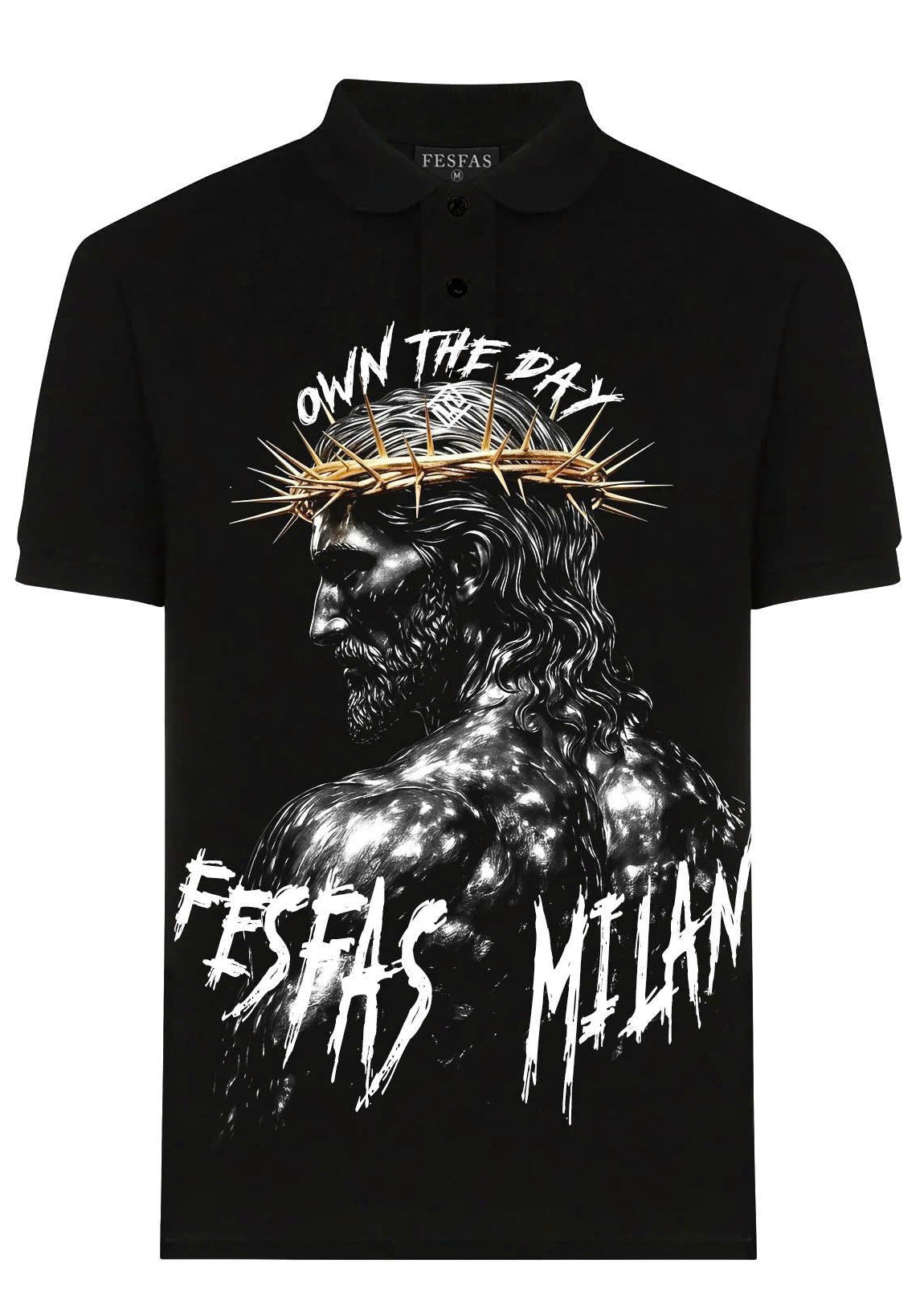 FesFas god-print Polo Shirt | Black
