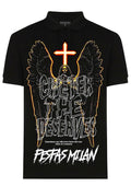 FesFas angel-print Polo Shirt | Black