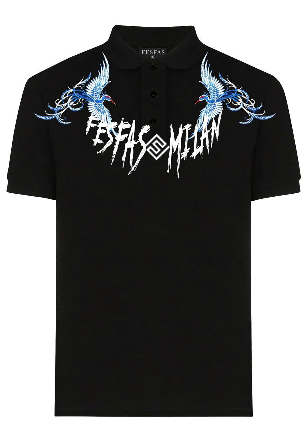 FesFas blue phoenix-print Polo Shirt | Men | Black