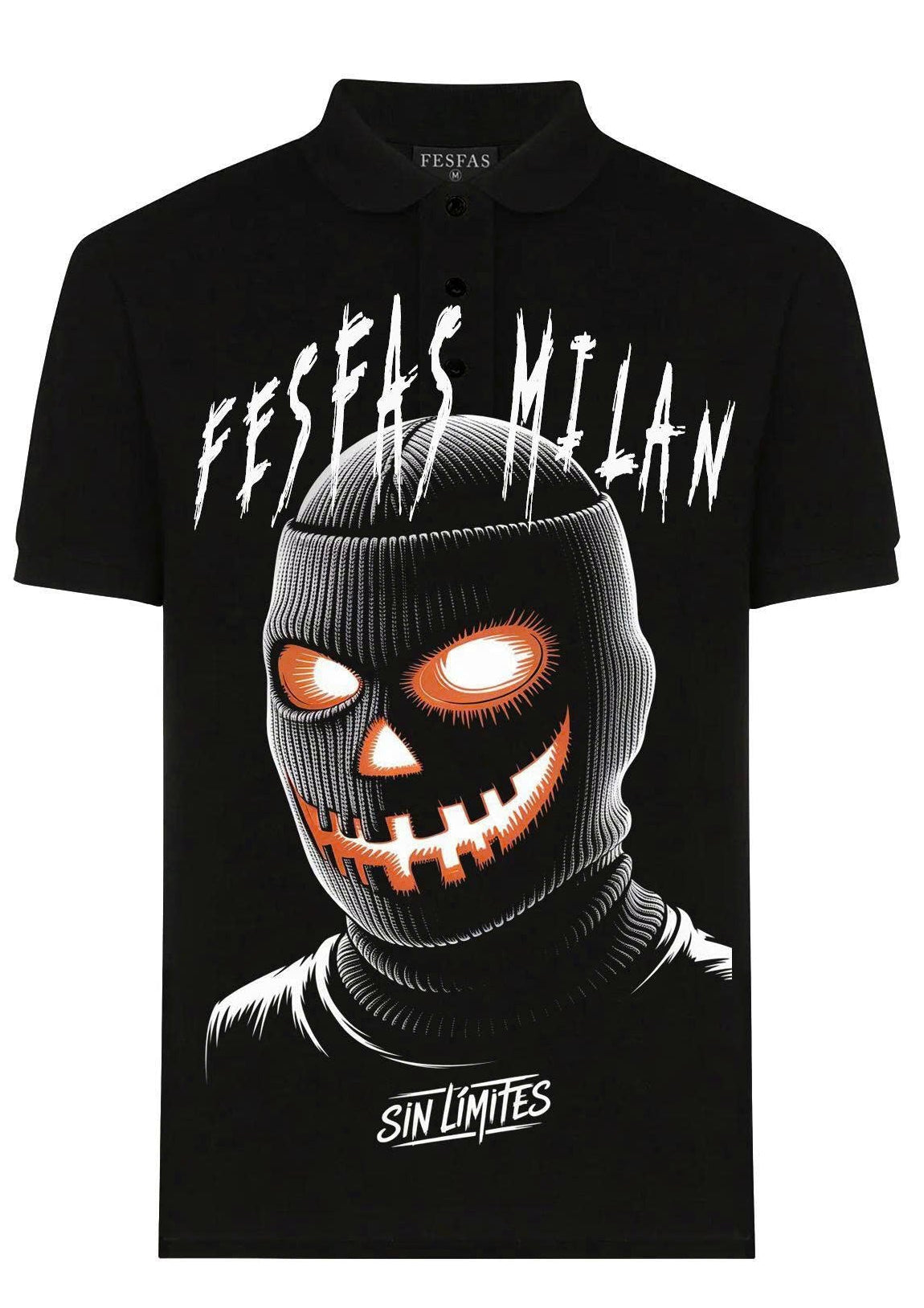 FesFas pumpkin mask-print Polo Shirt | Black