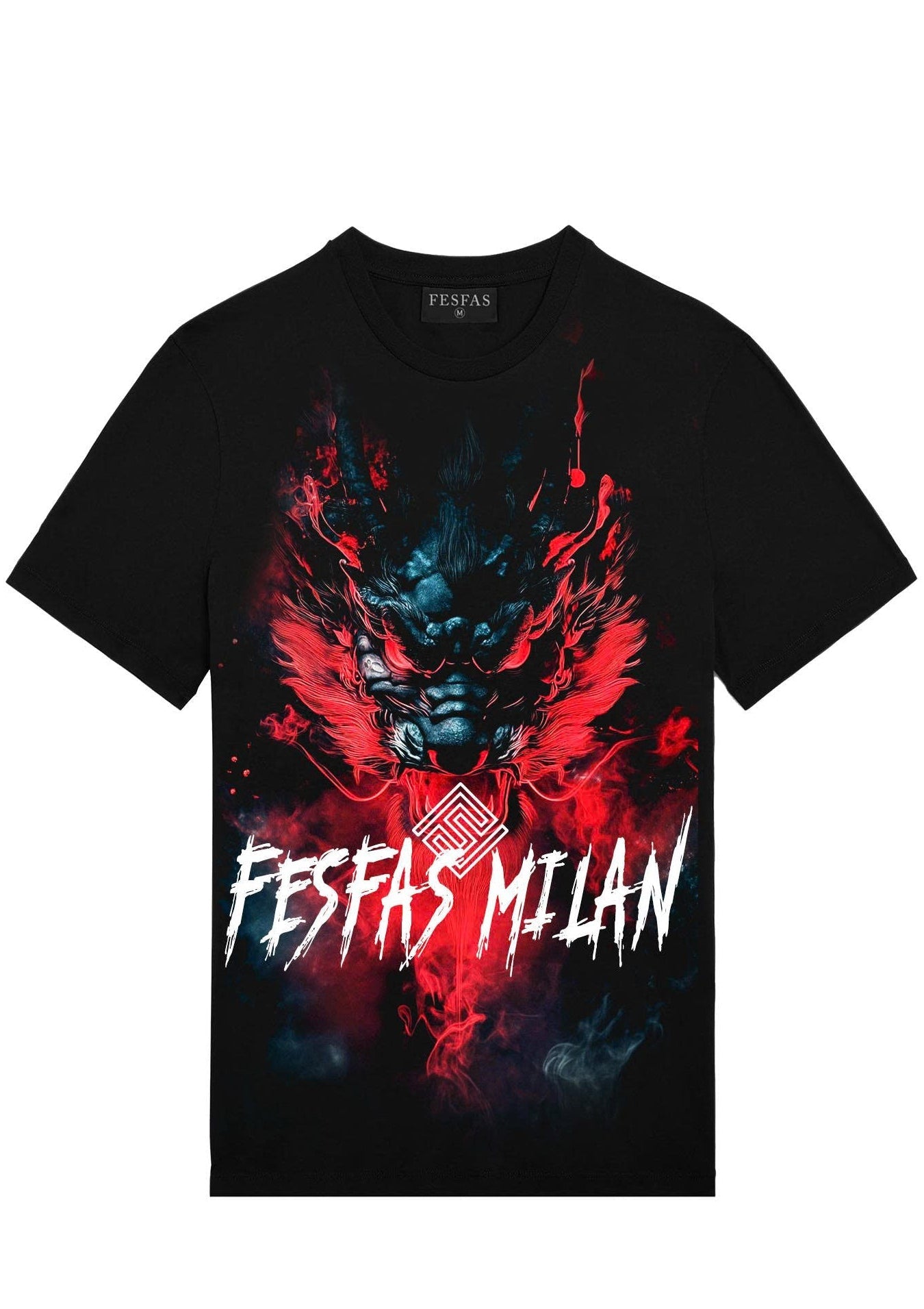 FesFas dark oni fusion-print T-shirt | Black