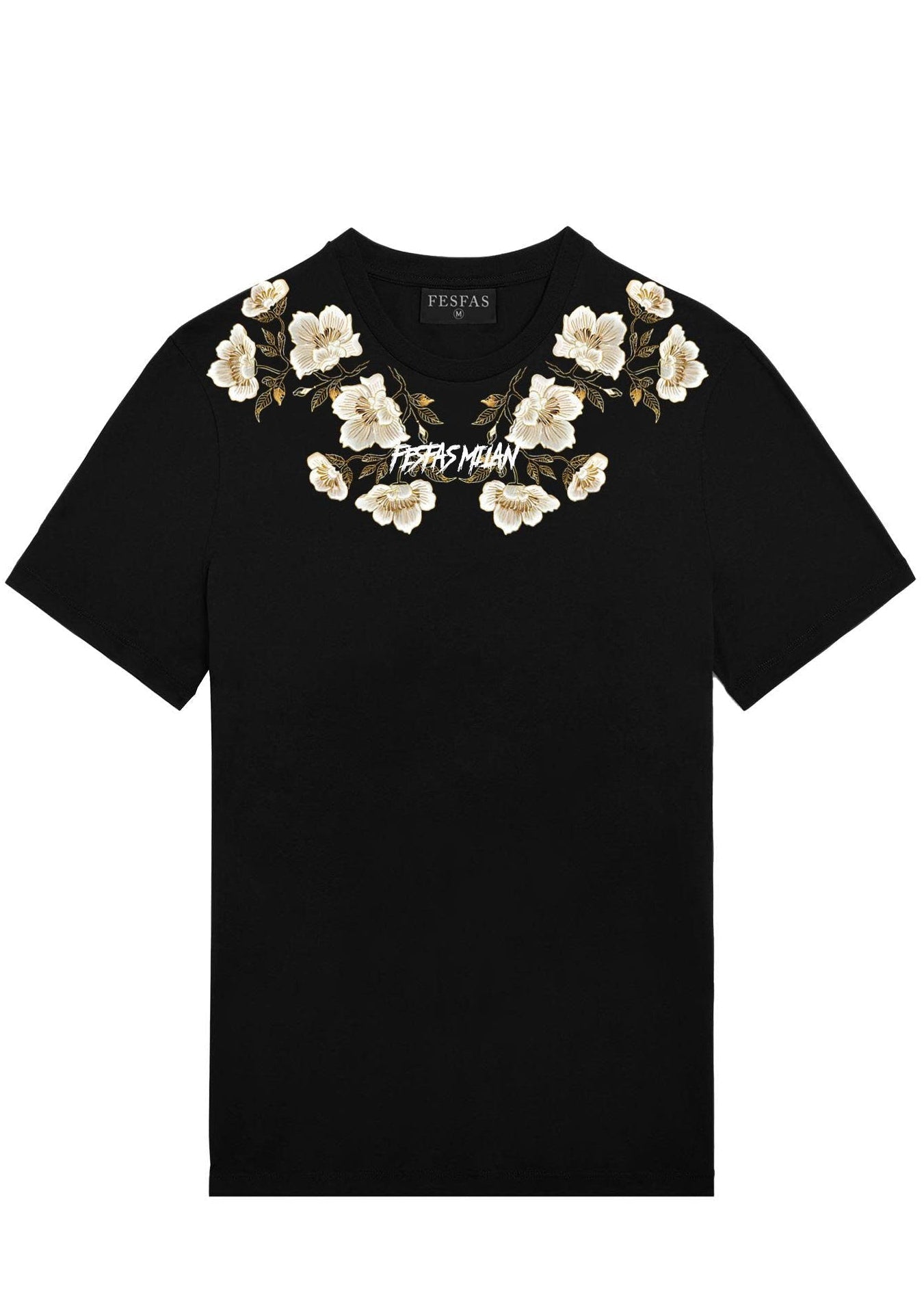 FesFas camelia flowers-print T-shirt | Black
