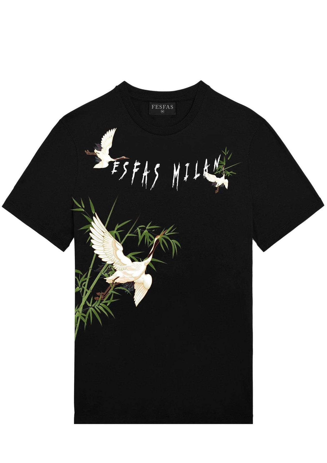 FesFas crane-print T-shirt | Black