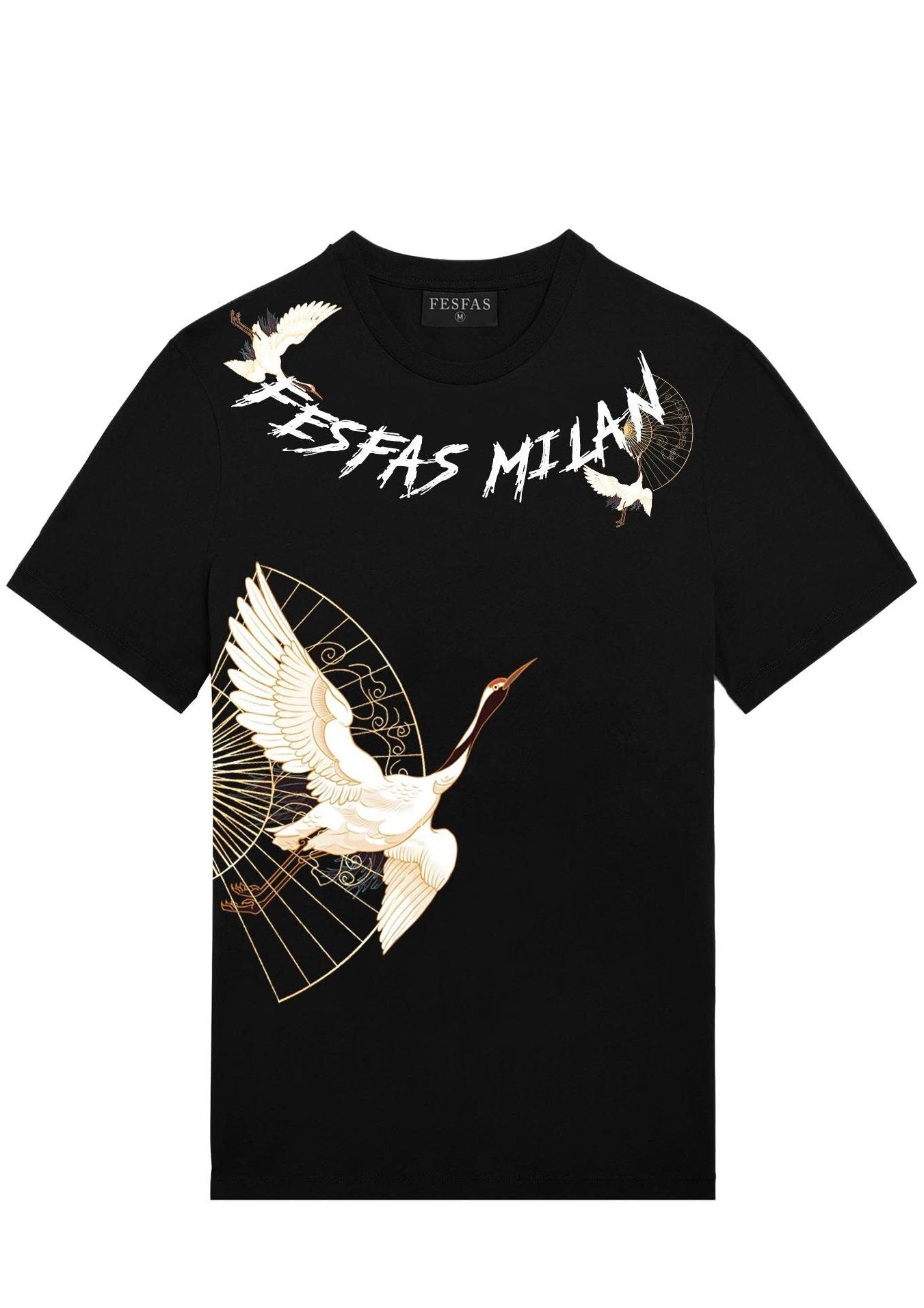 FesFas crane-print T-shirt | Black