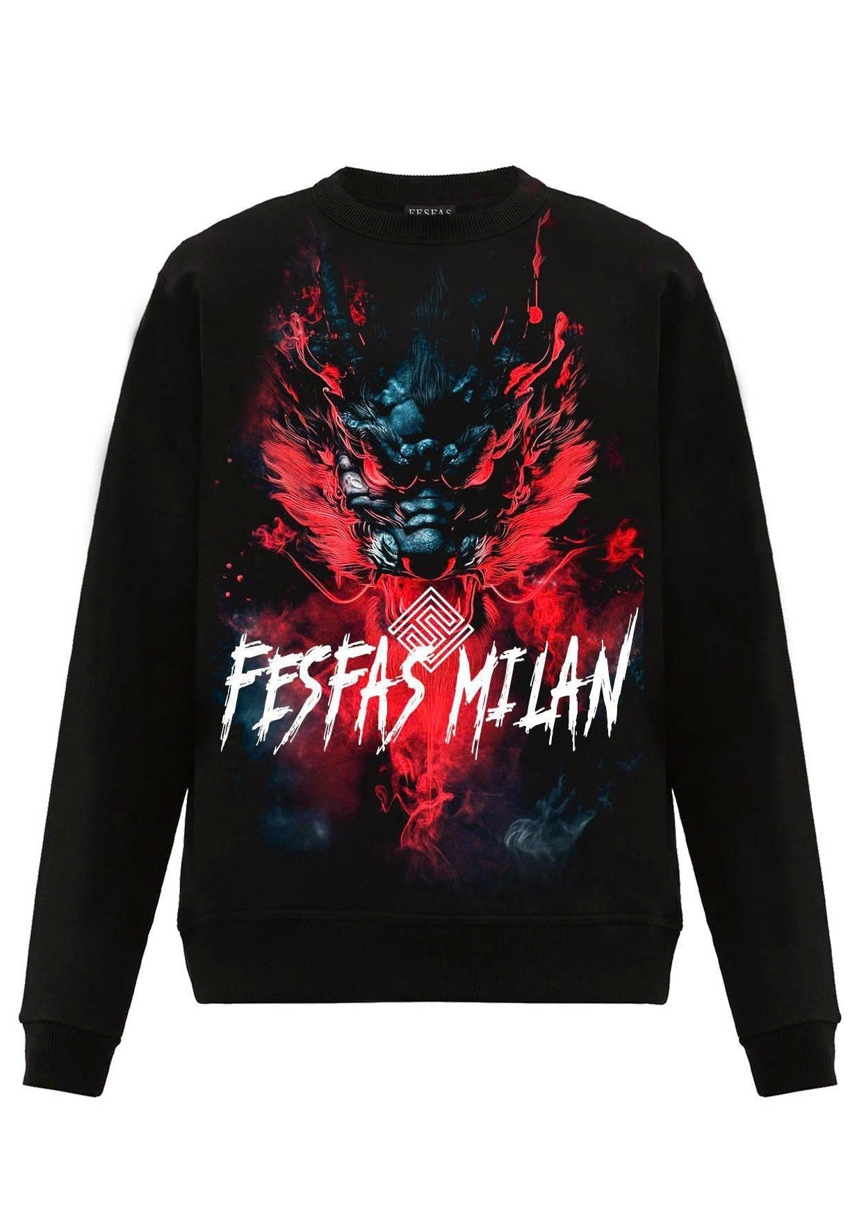 FesFas dark oni fusion-print Sweatshirt | Black