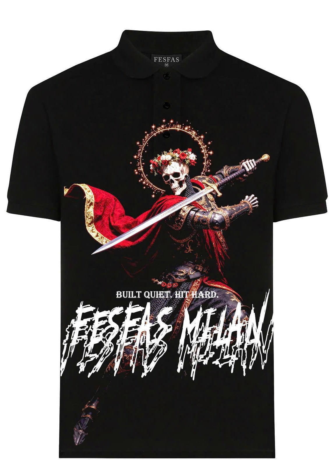 FesFas bone knight-print Polo Shirt | Black