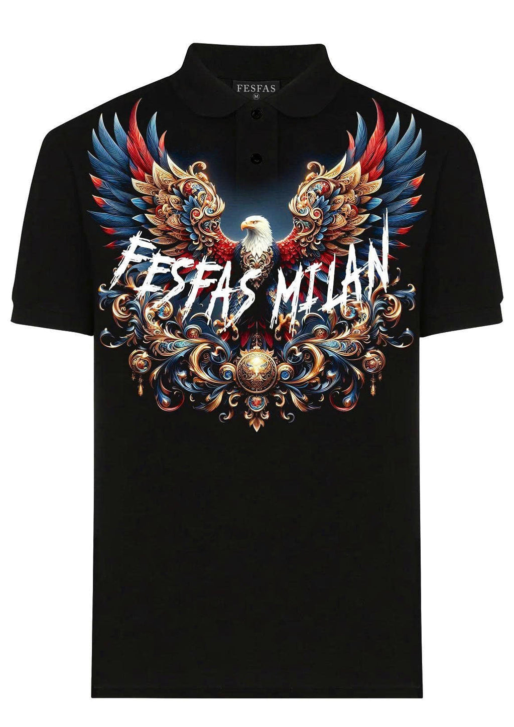 FesFas royal eagle-print Polo Shirt | Black