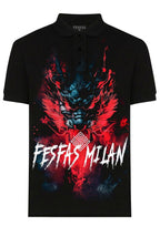 FesFas dark oni fusion-print Polo Shirt | Black
