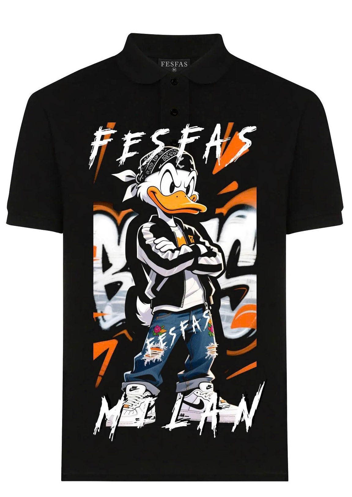 FesFas cartoon-print Polo Shirt | Black