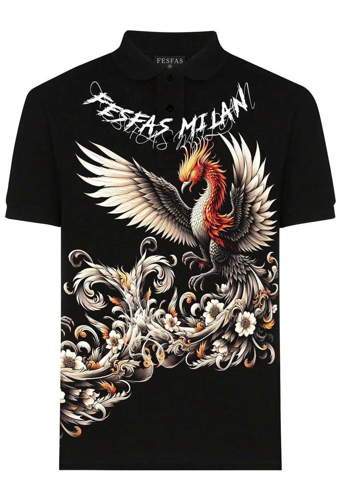 FesFas phoenix-print Polo Shirt | Black