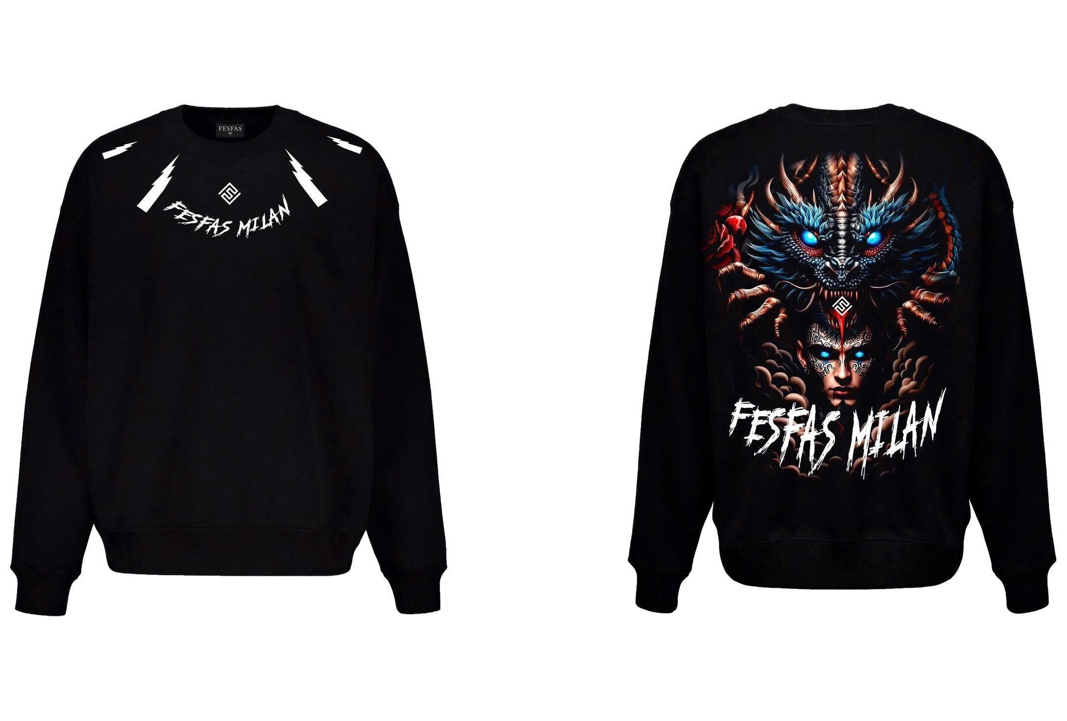 FesFas tattoos-print Sweatshirt | Black