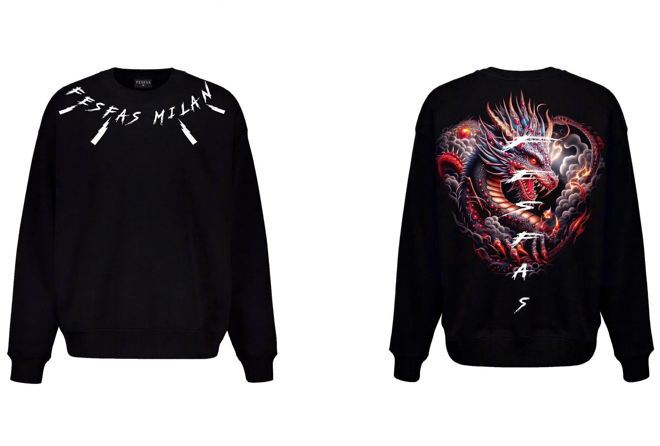 FesFas tattoos-print Sweatshirt | Black