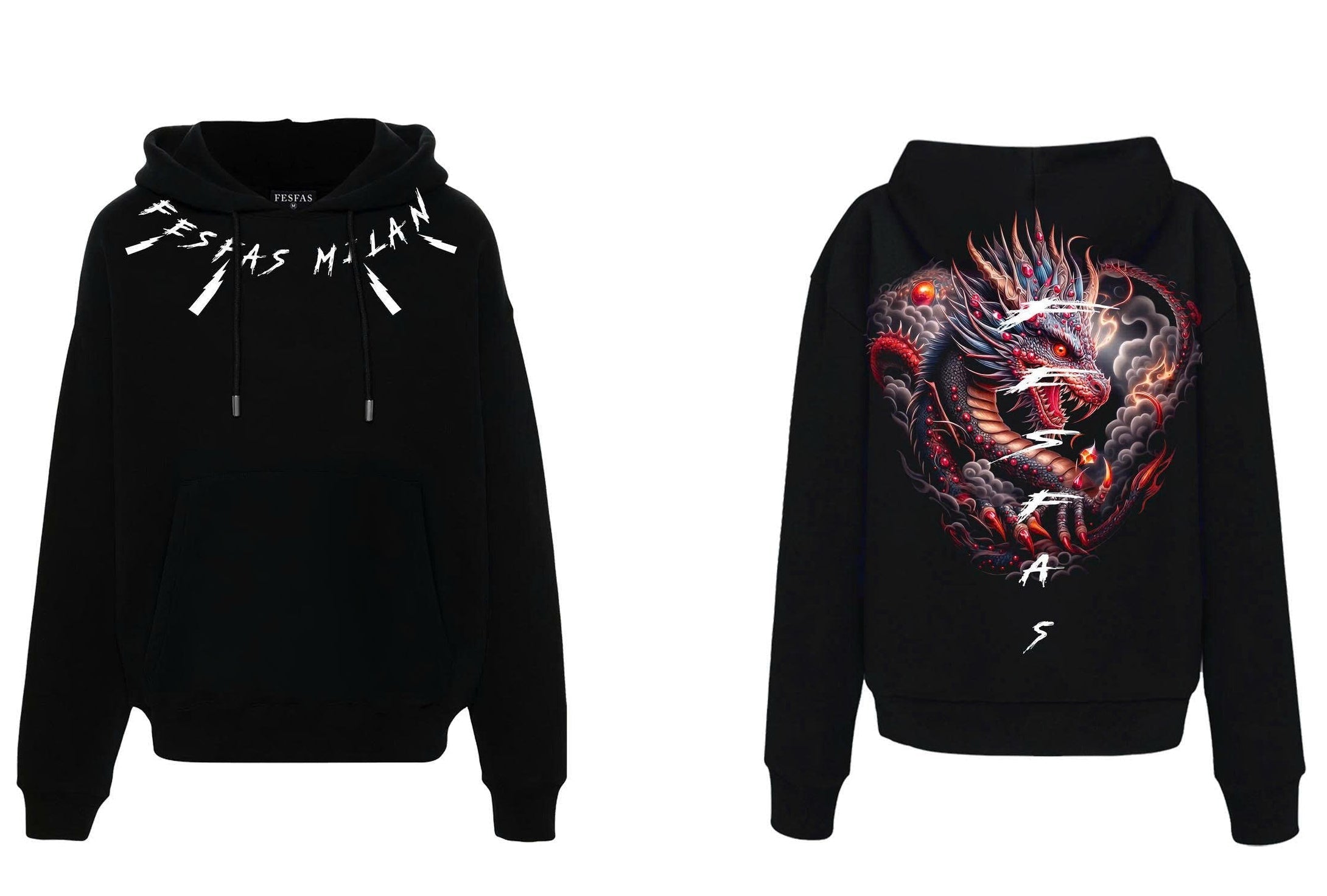 FesFas tattoos-print Hoodie | Black