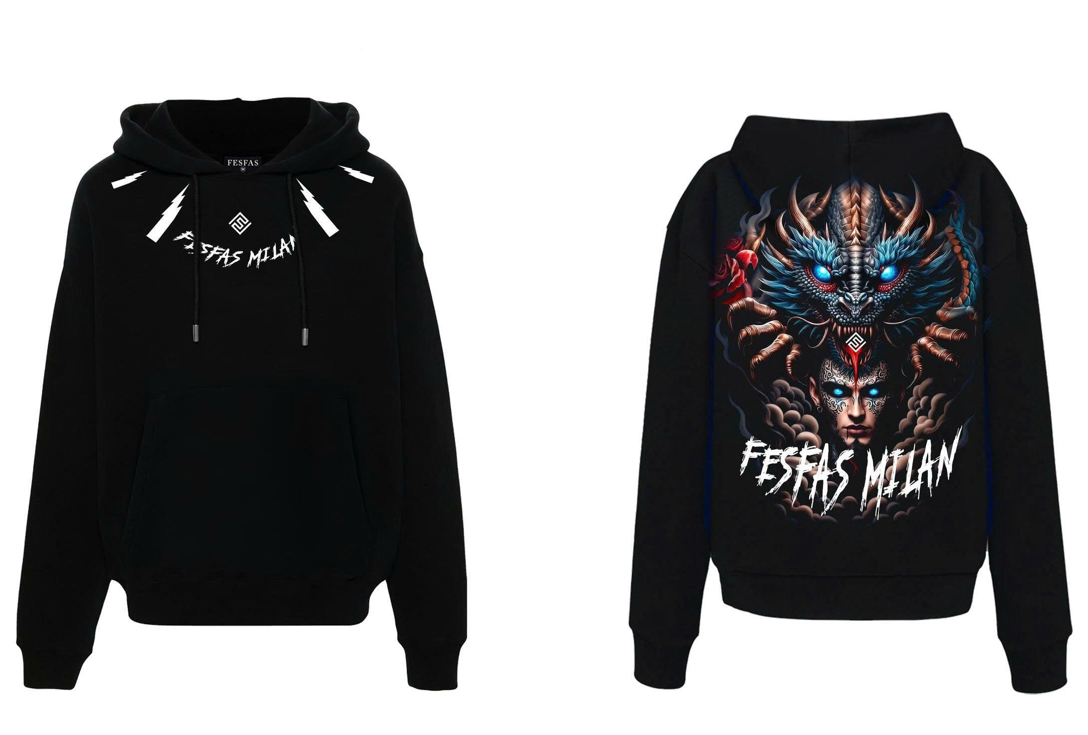 FesFas tattoos-print Hoodie | Black