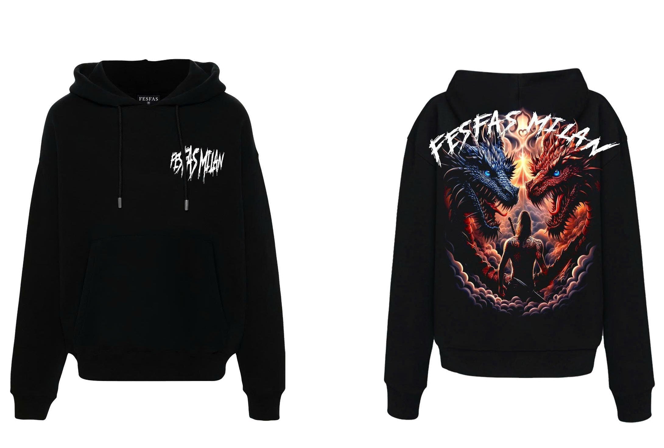 FesFas tattoos-print Hoodie | Black
