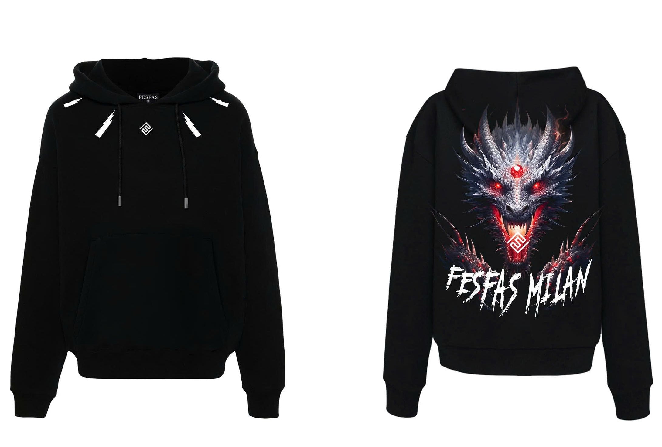 FesFas tattoos-print Hoodie | Black