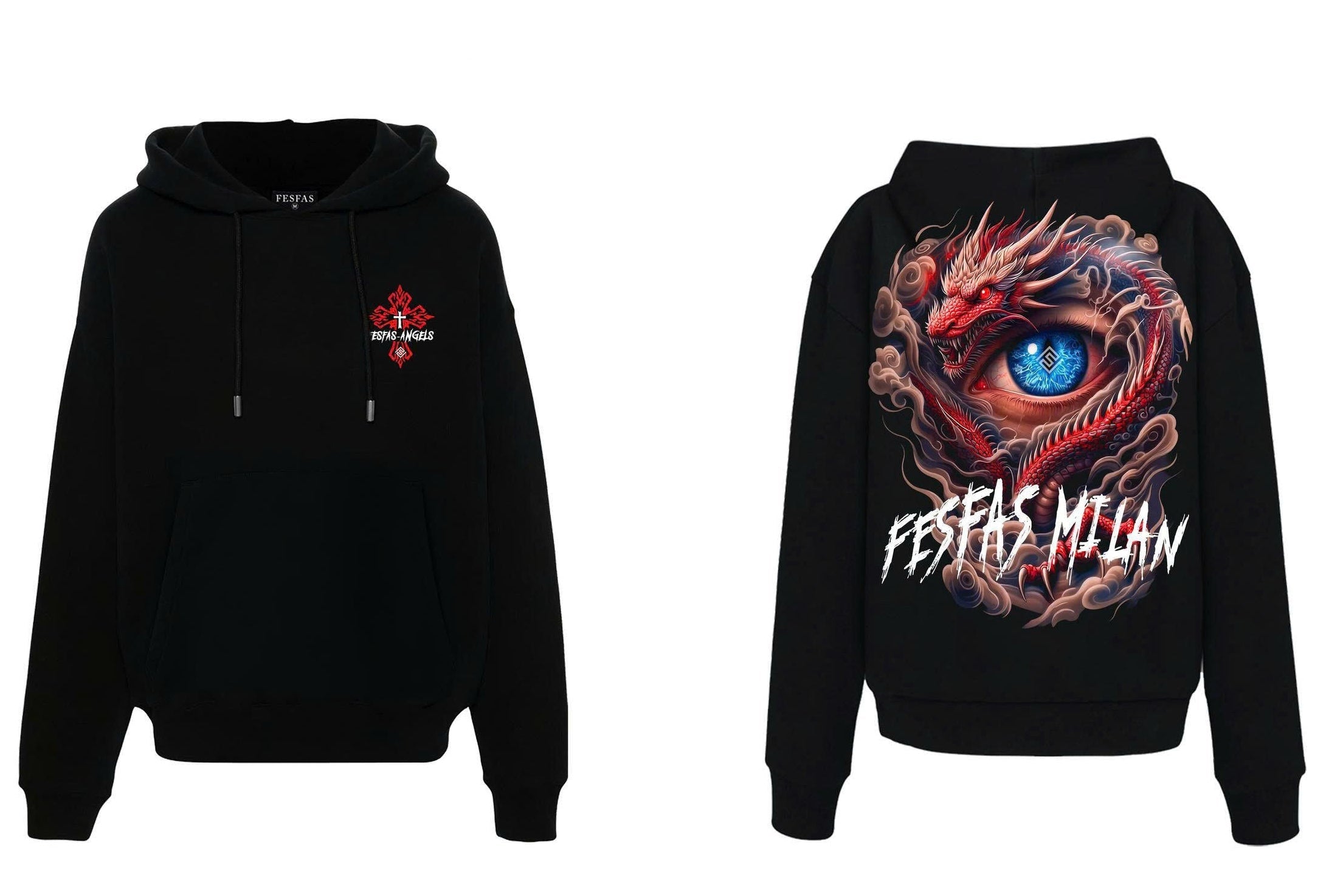 FesFas tattoos-print Hoodie | Black