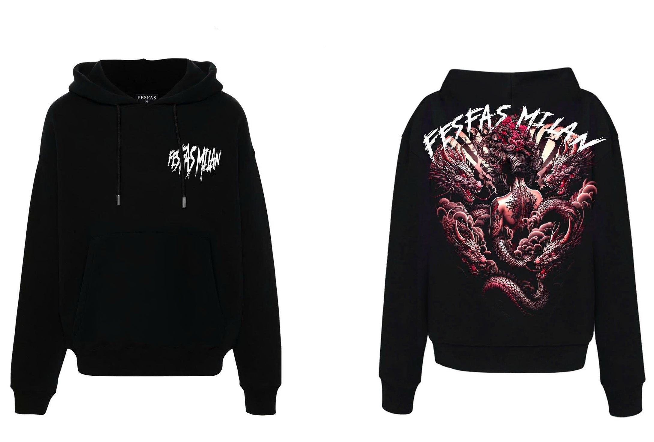 FesFas tattoos-print Hoodie | Black
