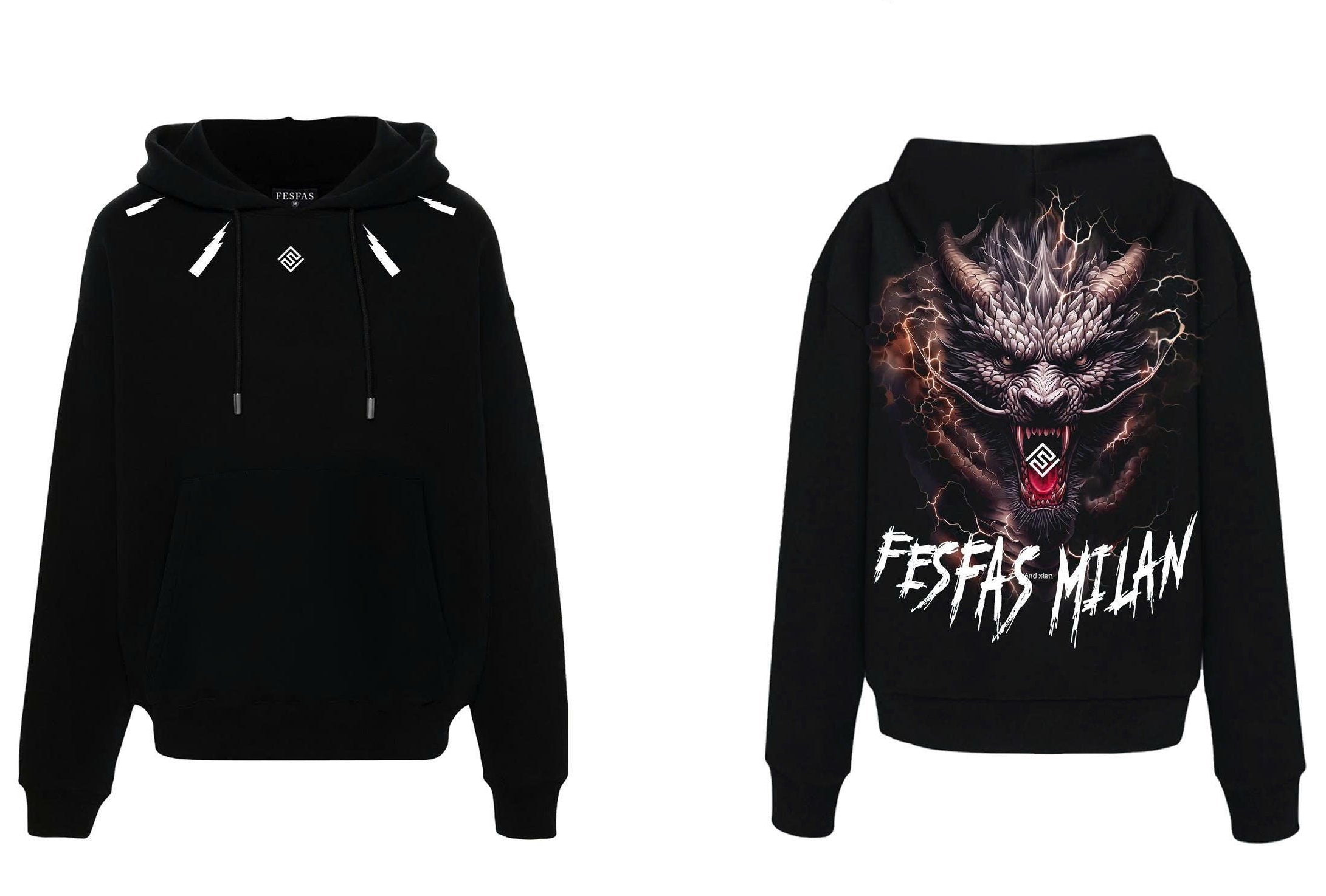 FesFas tattoos-print Hoodie | Black