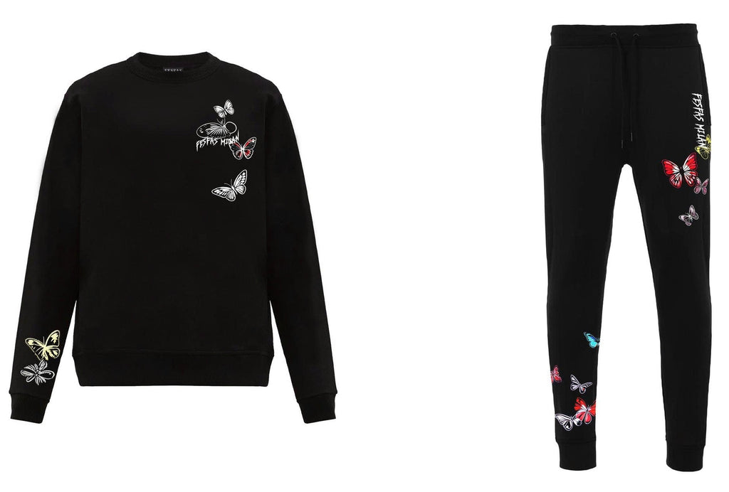 FesFas butterflies-print Sweatshirt Set | Black