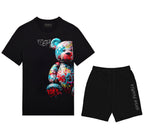 FesFas colorful bear-print T-shirt Set | Black