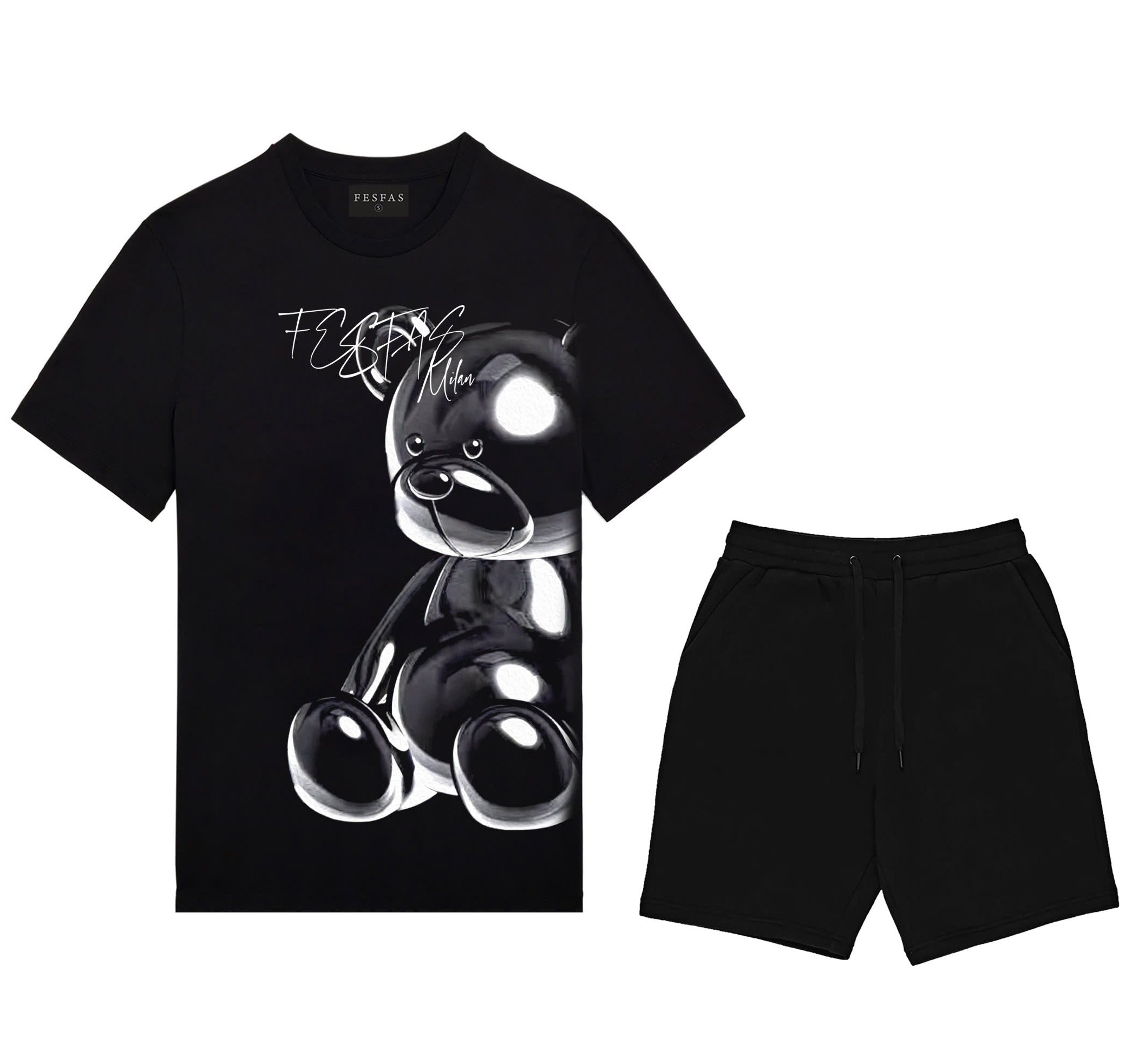 FesFas balloon bear-print T-shirt Set | Black