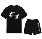 FesFas white crane-print T-shirt Set | Black