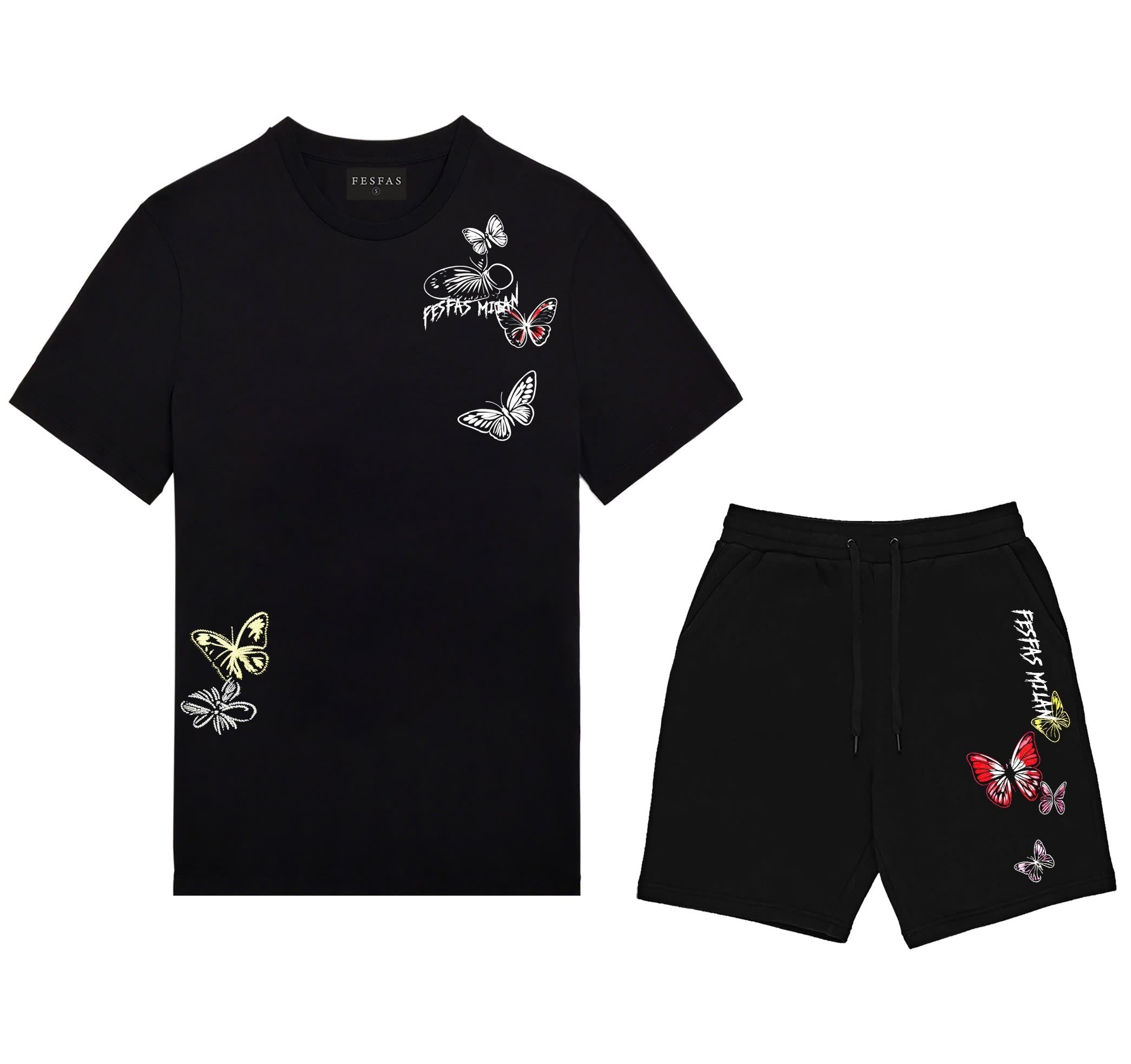 FesFas butterflies-print T-shirt Set | Black | Men