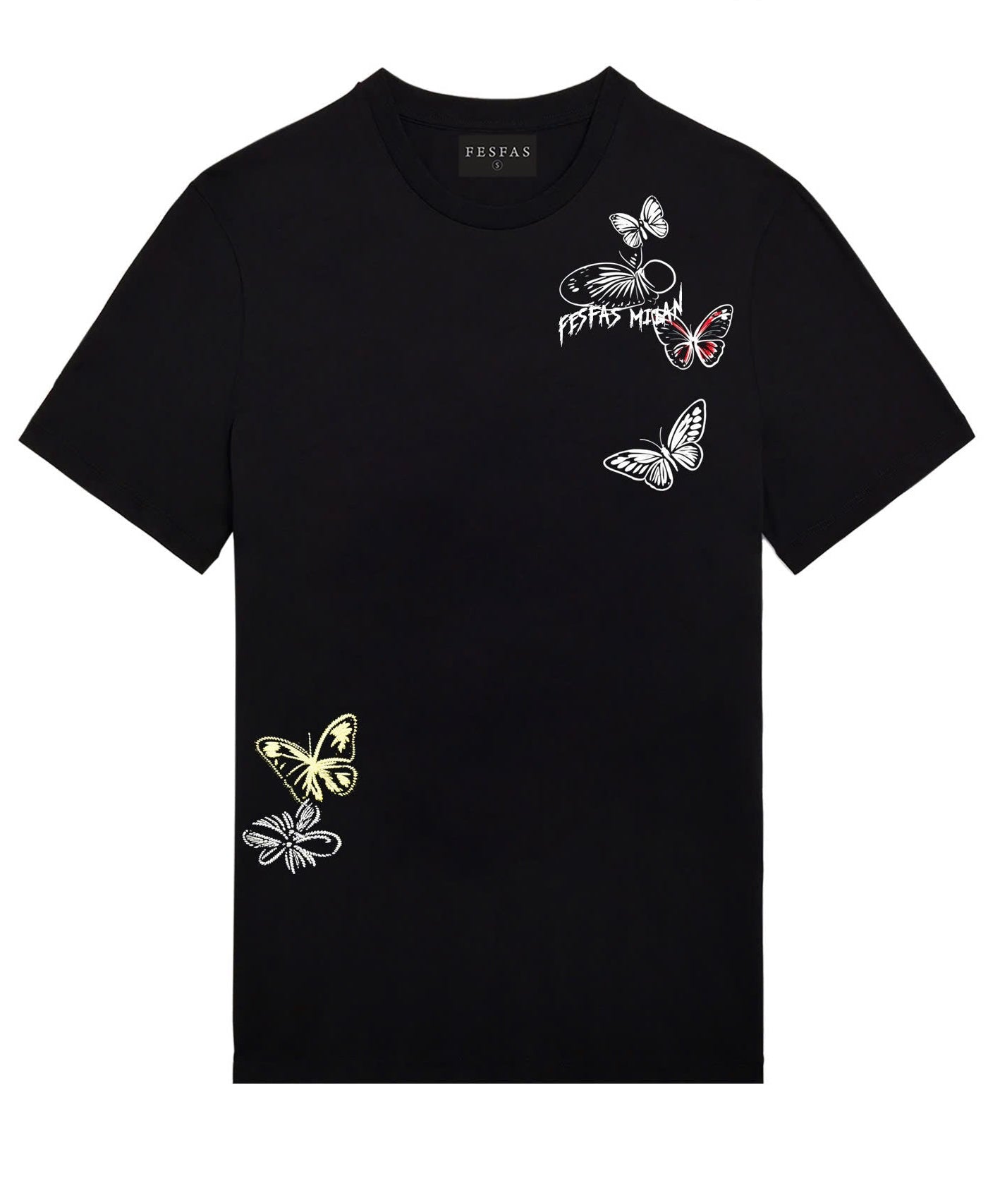 FesFas butterflies-print T-shirt | Black