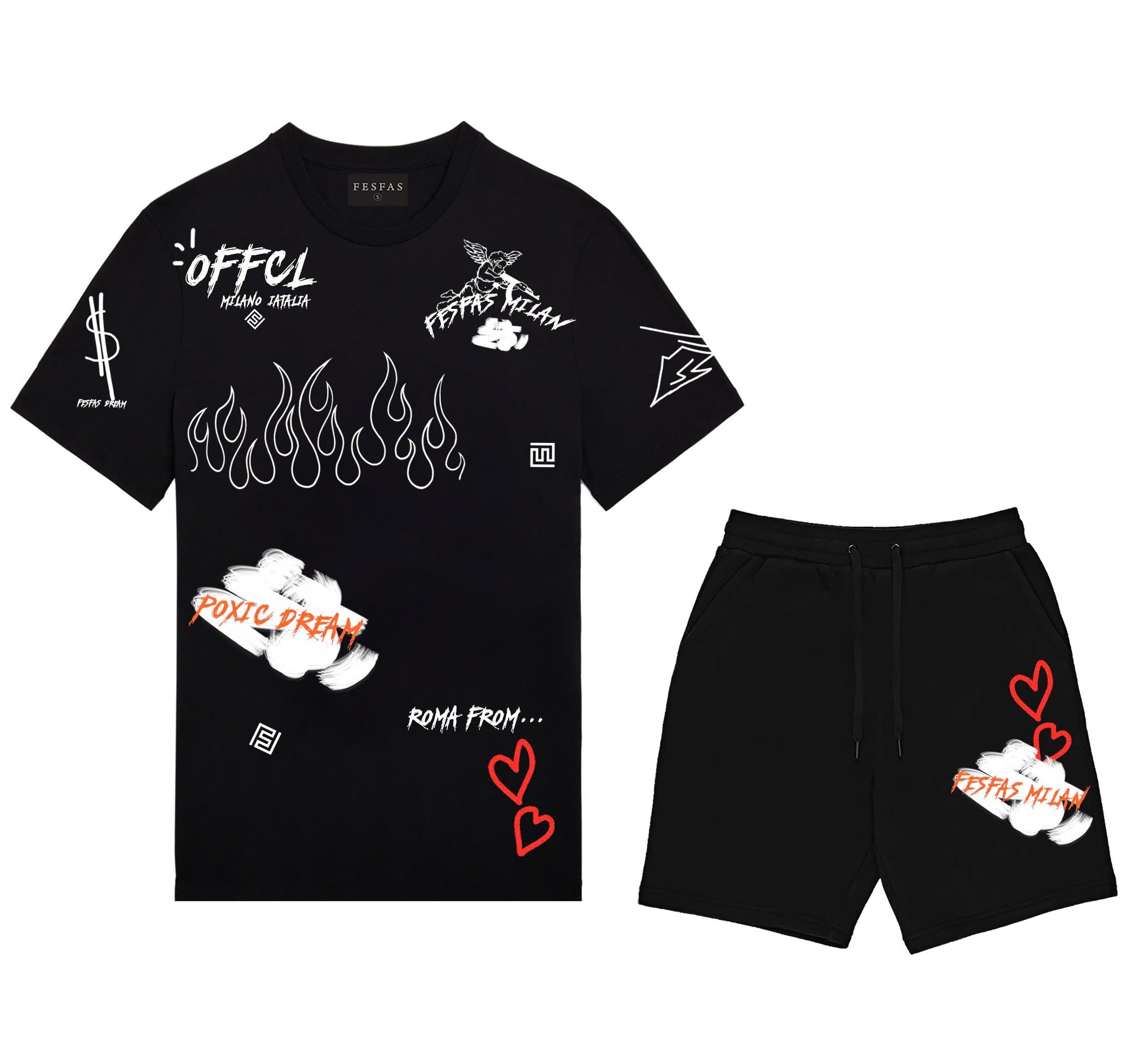 FesFas graphic-print T-shirt Set | Black | Men