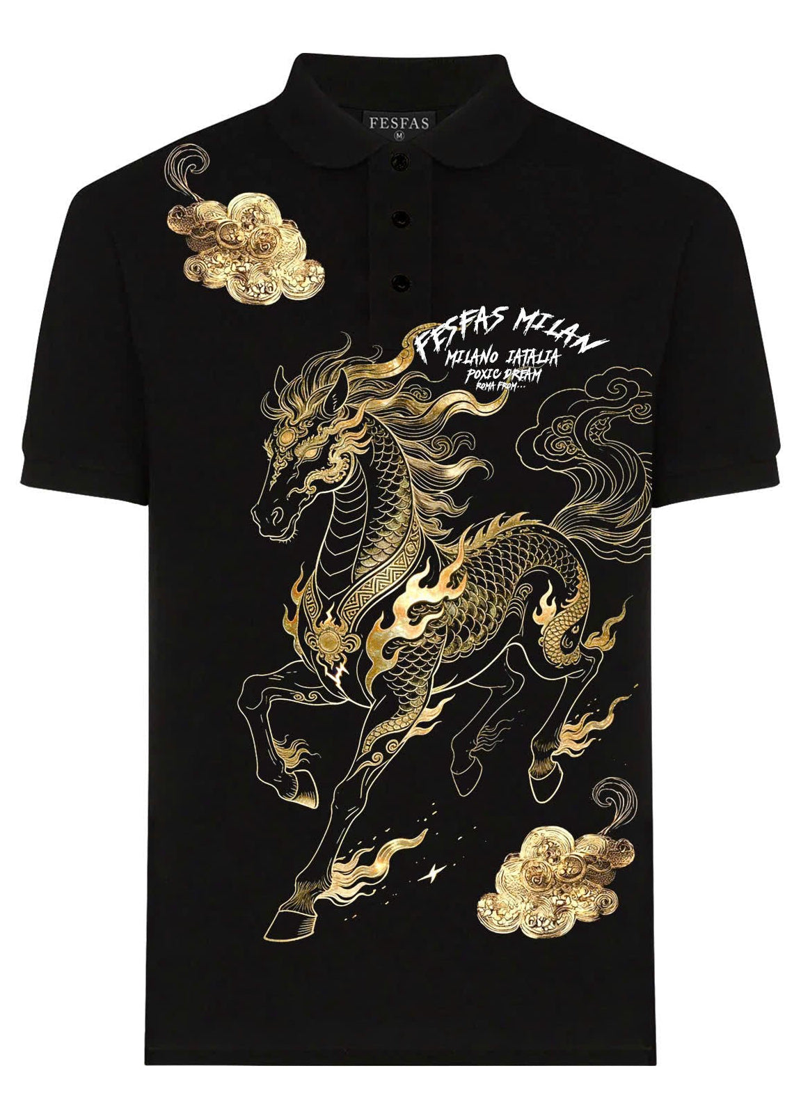 FesFas horse-print Polo Shirt | Black
