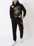 FesFas golden horse-print Hoodie Set | Black