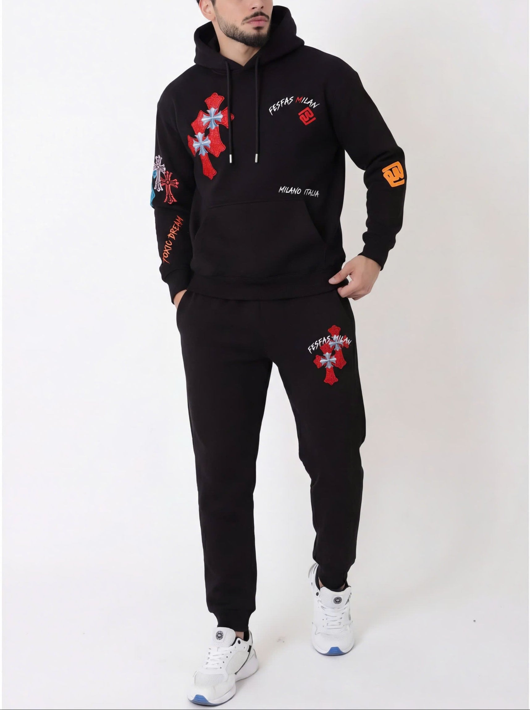 FesFas graphic-print Hoodie | Black | Men