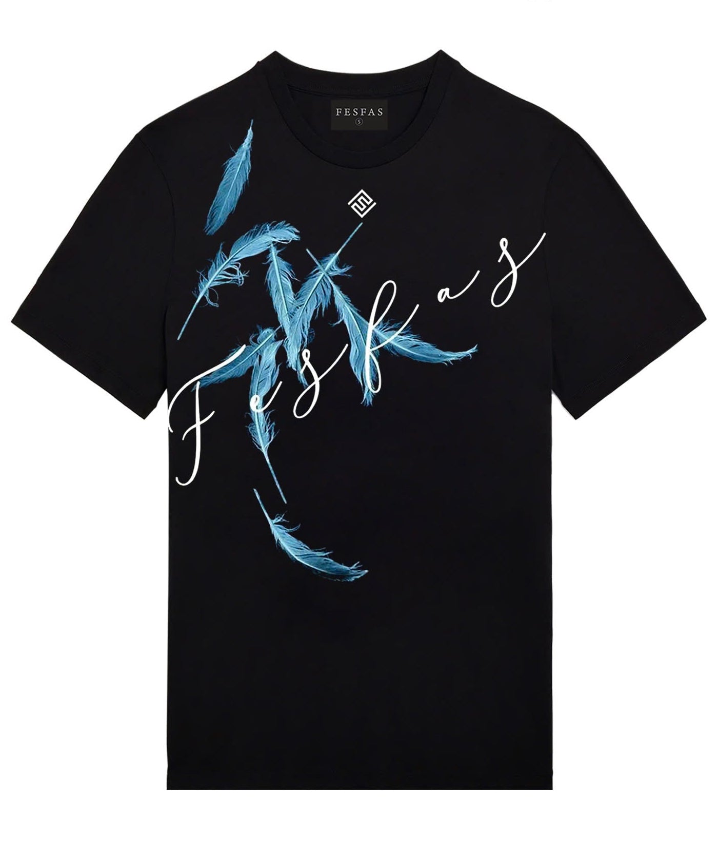 FesFas feathers-print T-shirt | Black