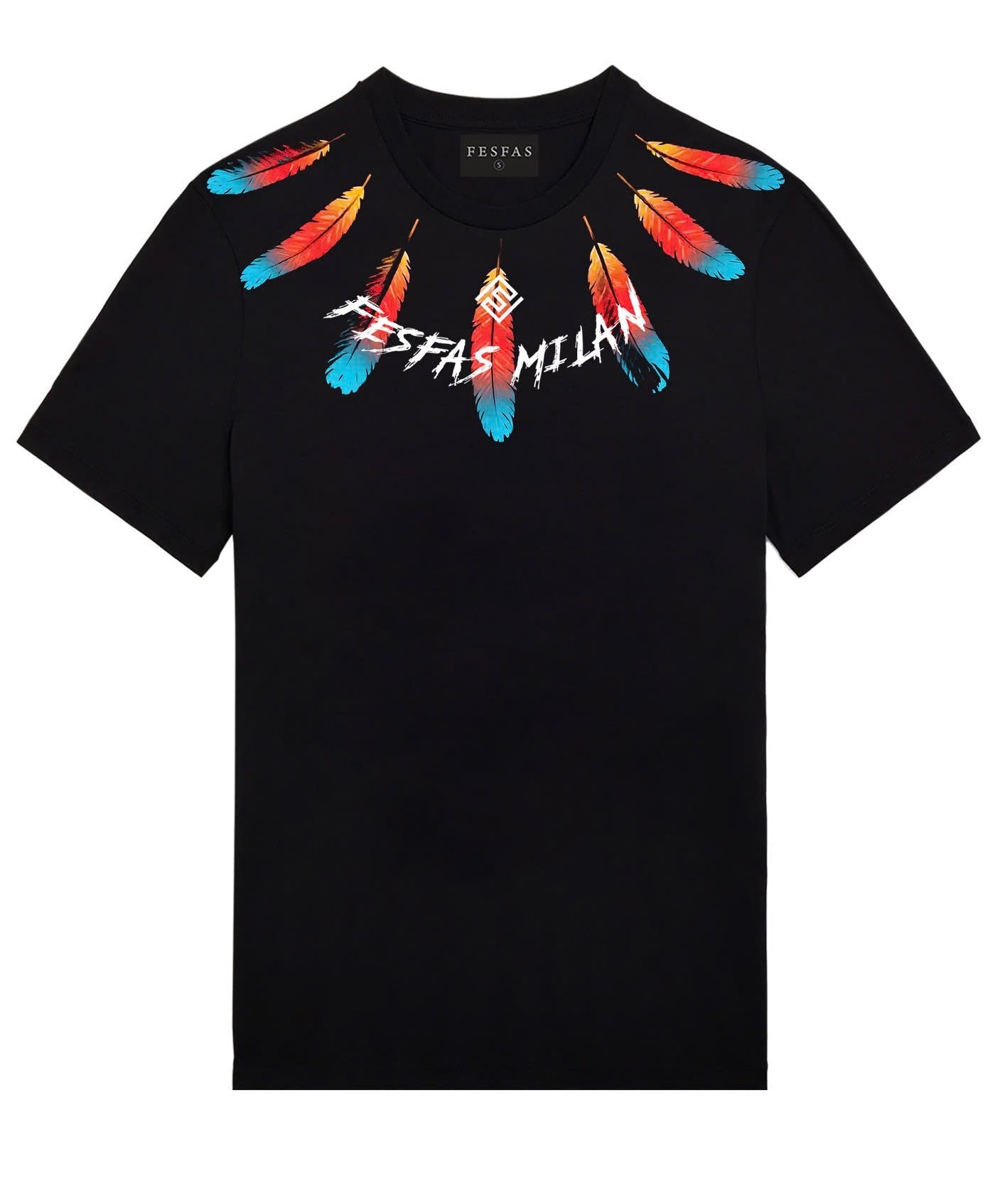 FesFas feathers-print T-shirt | Black