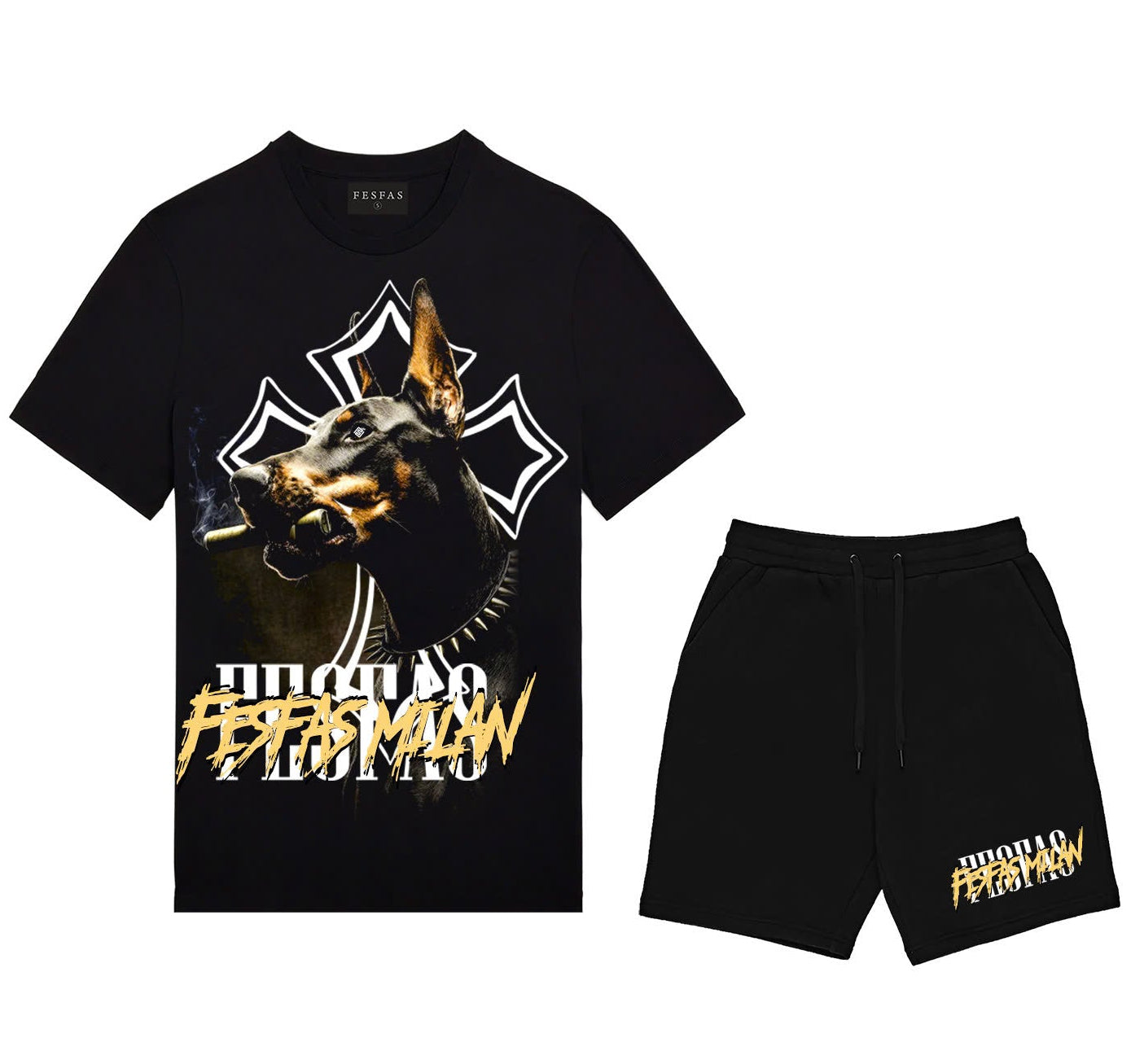 FesFas doberman-print T-shirt Set | Black | Men